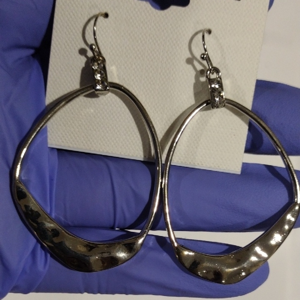 Robert Rose Silver tone Hoop Crystal Drop Earrings - Women's Fashion Jewelry - Picture 6 of 10